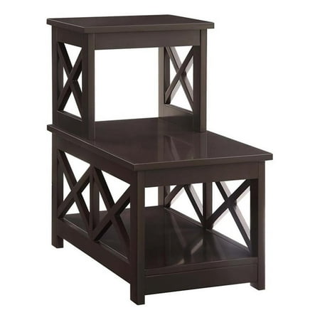 Pemberly Row Contemporary Wood Two-Step Accent End Table in Espresso