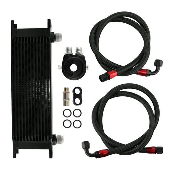 maXpeedingrods Universal 13 Row 10AN Transmission Engine Oil Cooler Kit, Radiator Oil Cooler Condenser, Stacked Plate Aluminium Alloy Black Engine Transmission