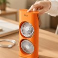 thumbnail image 4 of Orange Double Head Desktop Fan Usb Rechargeable Portable Personal Cooling Fan 6 Inch Dual Air Outlets Small Table Fan for Home Office Desk Summer Use 1 Piece, 4 of 6