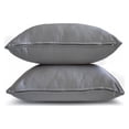 thumbnail image 3 of Fundas de almohada decorativas HomeCentric plateadas (paquete de 2), 30 x 30 cm (12 x 12 pulgadas), fundas de cojín de satén liso para sofá, estilo moderno liso - Satén flameado gris plateado, 3 of 8