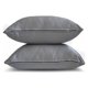 thumbnail image 3 of Fundas de almohada decorativas HomeCentric plateadas (paquete de 2), 35 x 35 cm (14 x 14 pulgadas), fundas de cojín lisas de satén para sofá, estilo moderno liso - Satén flameado gris plateado, 3 of 8