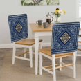thumbnail image 5 of Bohemian Abstract Blue Floral Dining Chair Back Cover Only, Boho Tribal Ethnic Geometric Flower Stripe Set of 8 Chair Back Covers, Removable Washable for Dining Room, Banquet & Holiday Decoration, 5 of 9
