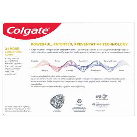 Colgate Total Active Prevention Whitening Toothpaste, Mint, 3 Pack, 5.1 oz