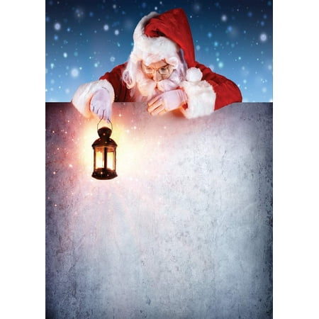 Image of 6x9FT Christmas Snow Night Backdrop Santa Claus Background Oil Lamp Background Christmas Backdrop Photo Backdrop CP-197-0609