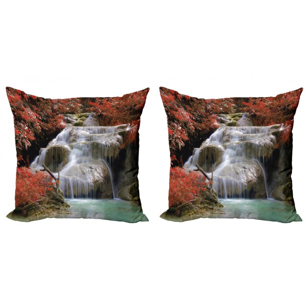 Waterfall Throw Pillow Cushion Cover Pack of 2, Waterfalls Flows