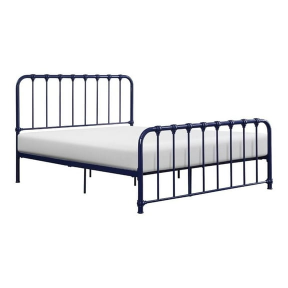 Lexicon Bethany Queen Metal Platform Bed in Navy Blue