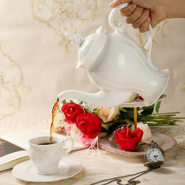 Pretty in Pink Afternoon Tea Set, Bone China Cups, Saucers, Teapot and  Candle Teapot Warmer