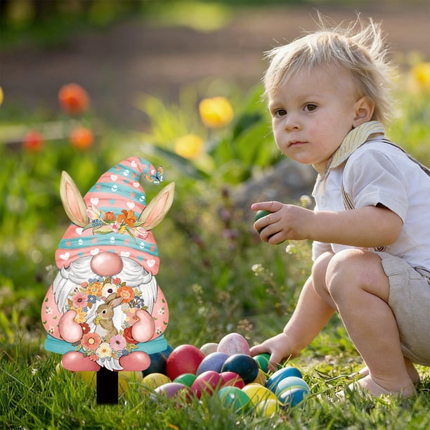 Uuiauoio Easter Decorations Outdoor, Cute Bunny Decorative Garden Stakes with Egg for Spring Decor, Easter Yard Sign for Home Outside Lawn Front Porch Lawn Backyard