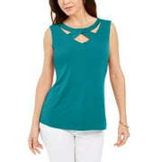JM Collection Women's Twist-Neck Tank Top Bright Blue Size X-Large