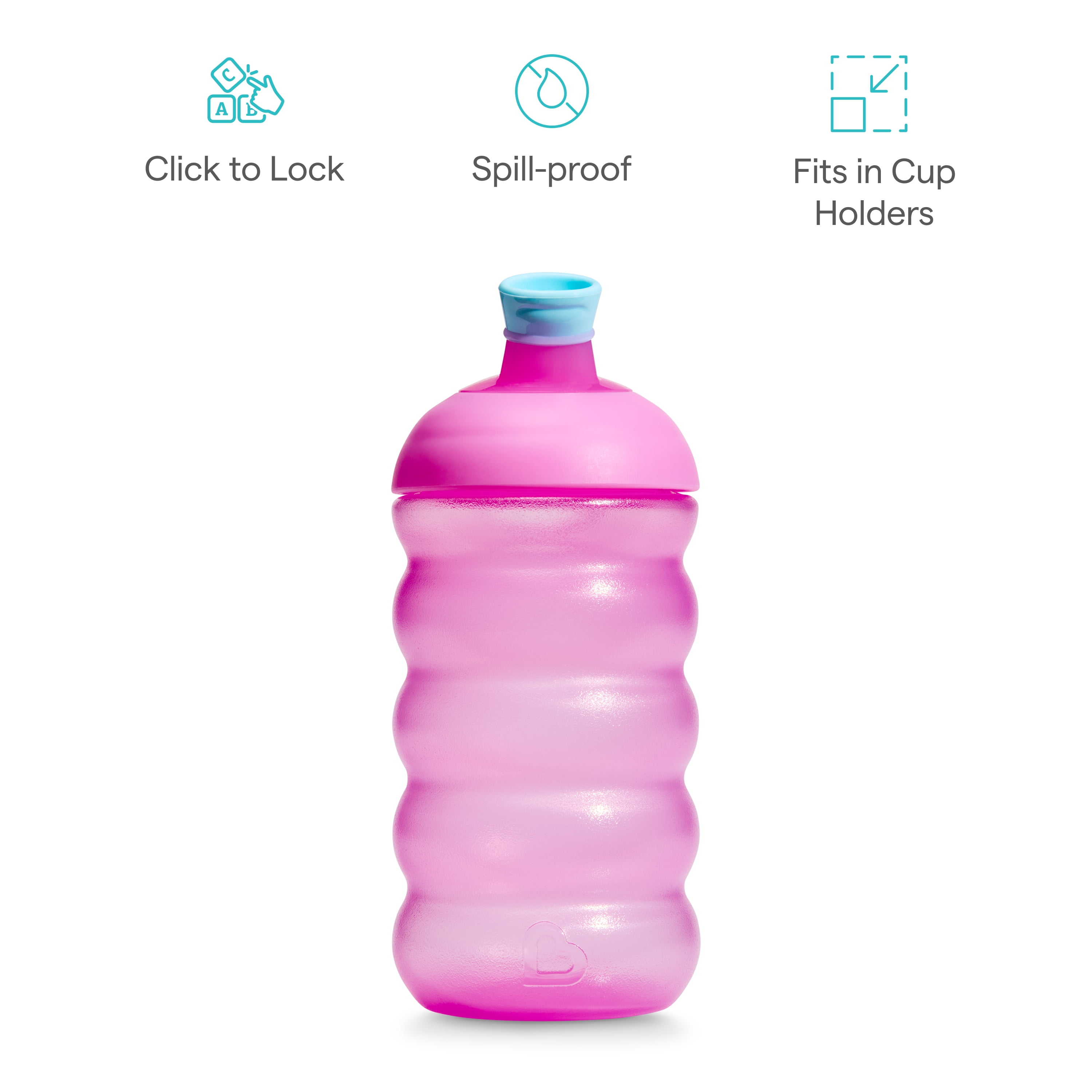 Munchkin Click Lock Toddler Sippy Cups, Spill Proof Sippy Cup for 9 Months Old and Up with Soft, Bite Proof Spout, 10 oz, Pink/Purple, 2 Pack, Unisex