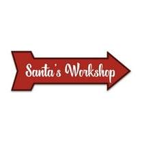 Arrow Shape Plus Santa's Workshop (Right) 12x4" Wall or Door Sign | Christmas Holiday Decoration