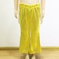 thumbnail image 2 of Children Bell-bottom Pants Children Performance Pants Glossy Reflective Sequined Splicing Elastic Waist Bell-bottomed Pants Wide Leg Flared Trousers, 2 of 8