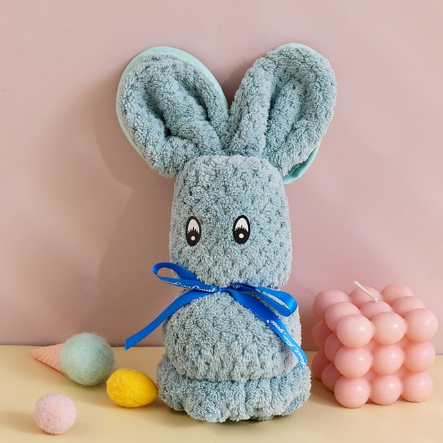 Birdeem Cartoon Bunny Hand Towel,Soft Absorbent Cotton Towel with Foldable Rabbit Design,Ideal for Bathroom Decor,Kitchen Use,and Gift Giving