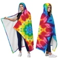 thumbnail image 2 of Wearable Blanket,Colorful Tie Dye Mandala Pattern Hooded Wearable Flannel Blanket for Adults & Teens,Winter Poncho Shawl Wrap Cape Cozy Anti-Pill,50"x60", 2 of 5