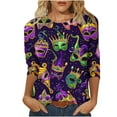 thumbnail image 2 of Craaazy Fashion Women's Carnival Print Loose Crew Neck 3/4 Sleeve T-Shirts Gifts, 2 of 6