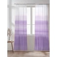 thumbnail image 2 of Sheer Curtains 84 Inches Long 2 Panels Set for Living Room, Purple White Ombre Semi Sheer Curtains for Windows, Modern Romantic Gradient Stripes Voile Window Treatments Rod Pocket Curtain, 2 of 7