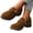 Brown, variant on Chunky Heel Penny Loafers for Women, Closed Pointed Toe Block Heels with Cross Buckle Strap, Slip On Classic Vintage Pumps Dress Shoes, Elegant for Work Office Party and Daily Wear