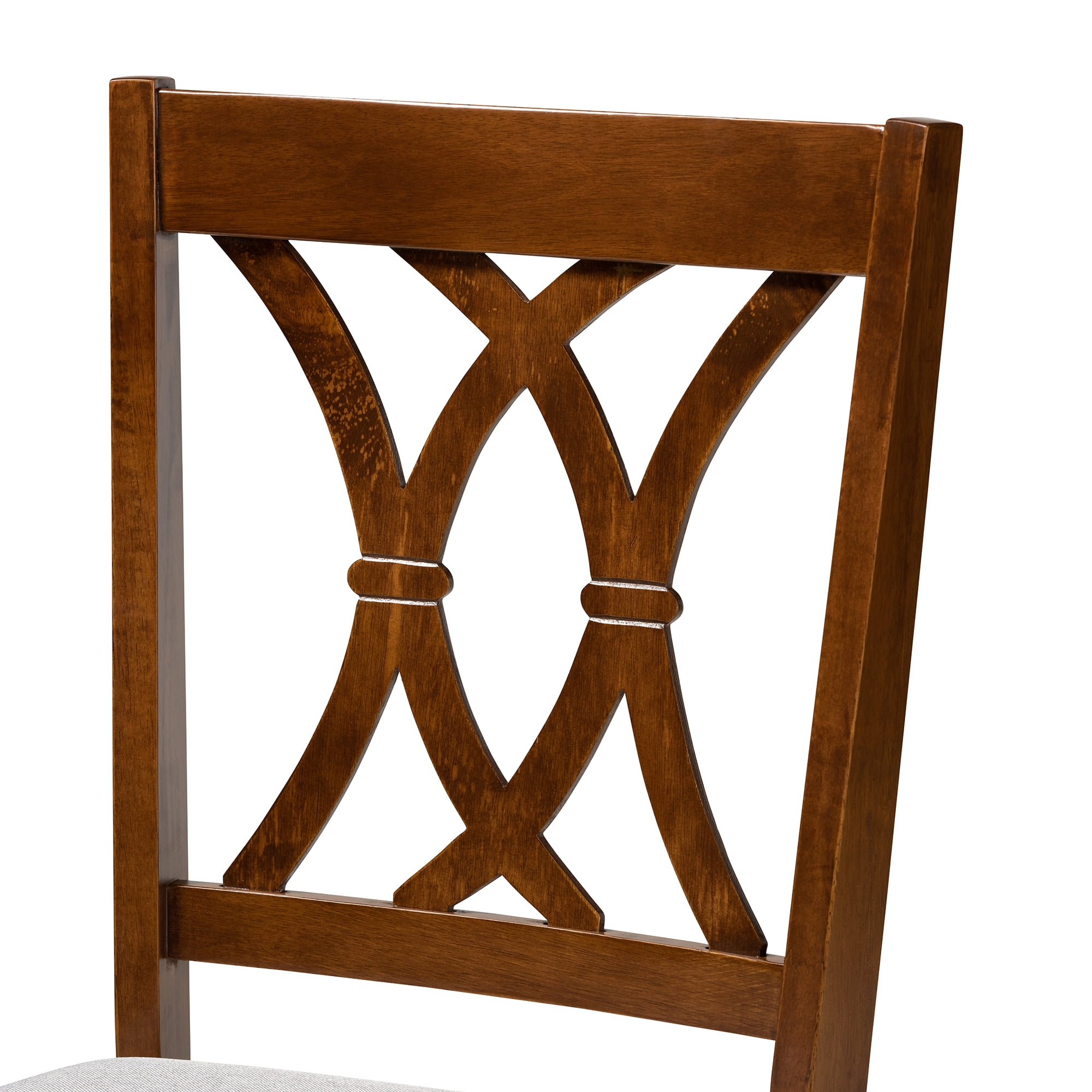 Baxton Studio Augustine Modern and Contemporary Grey Fabric Upholstered and Walnut Brown Finished Wood 2-Piece Dining Chair Set