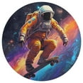 thumbnail image 3 of Astronauts in Space Soft Bedroom Round Area Rug, Washable Cute Nursery Circle Throw Mat, Non-Slip Contemporary Small Low Pile Floor Carpet for Dorm Bedside, 3 of 7