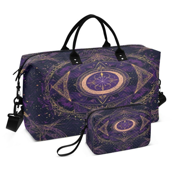 Travel Duffel Luggage Bag Sports Duffle Bag Gym Bag with Zipper Mystical Lines Pattern