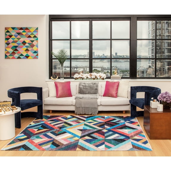 Elizabeth Sutton MI25A Bright Side Abstract Modern Multicolor Area Rug, 7'10"X10'0"