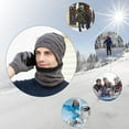 thumbnail image 6 of TAGVO Winter Unisex Beanie Hat Scarf & Touch Screen Gloves Set 3 in 1, Thick Soft Fleece Inner Great Warm, Stretchy Knitted Skiing Beanie Skull Cap, Neck Warmer, Touch Gloves, Grey, 6 of 7