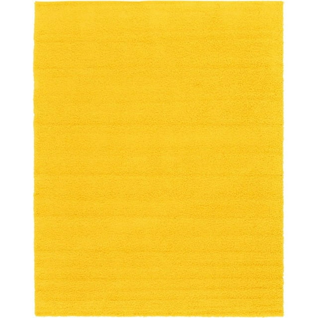 Unique Loom Solid Shag Modern Plush Rug 10' x 13' Rectangle Tuscan Sun Yellow