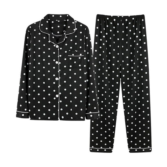 GERsome Women's Pajamas Set Cute Polka Dot Print 2 Piece Button Up Long Sleeve Top and Pants Fall Pajamas Set