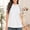 White, variant on Morttic Women's Solid Color Ruched Front Short Sleeve Round Neck Lace Hollowed-Out Patchwork, Summer Casual T-Shirt White,S