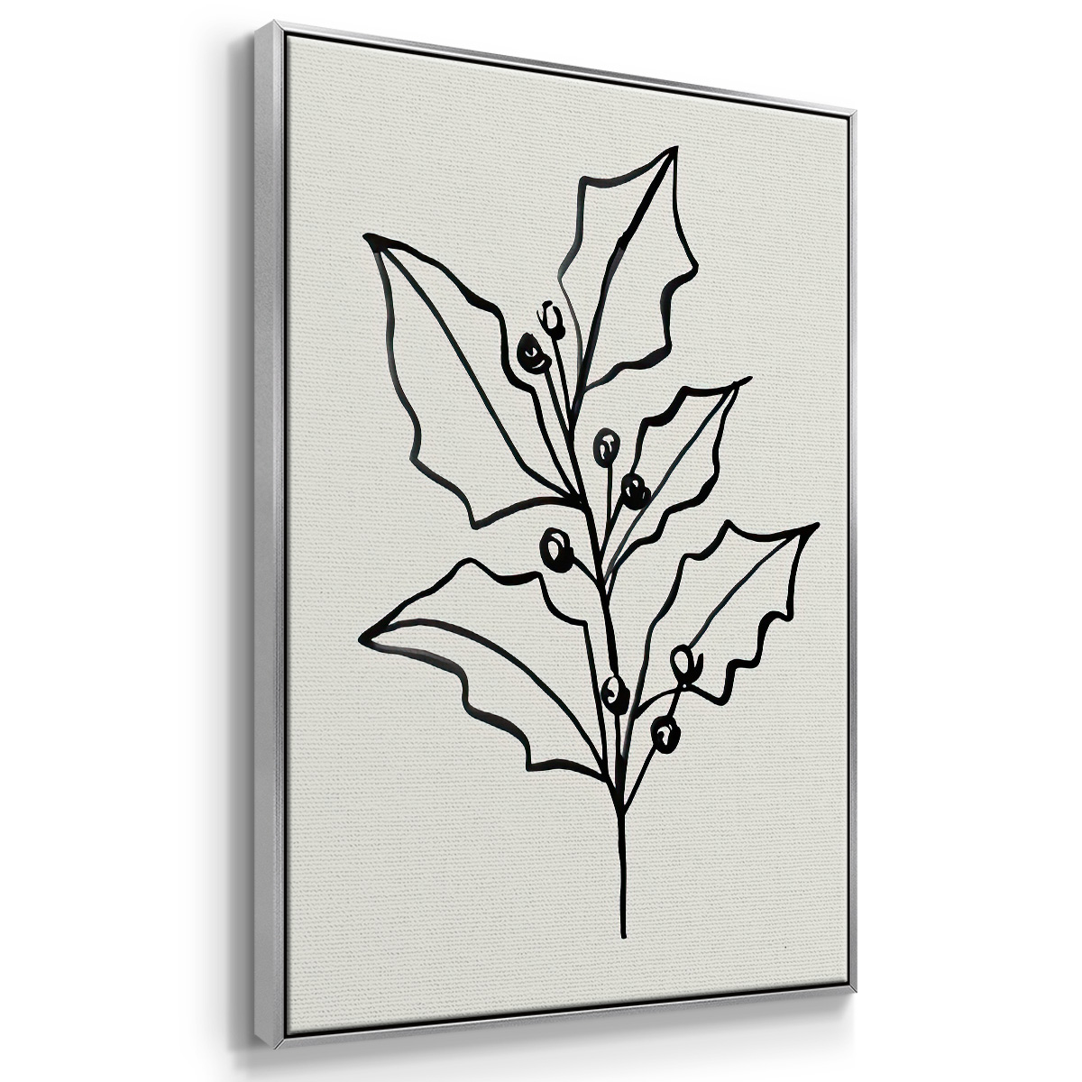 Evergreen Ink I - Framed Gallery Wrapped Holiday Canvas - 17 x 25 - Silver Frame