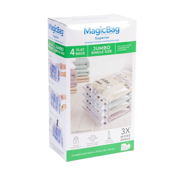 MagicBag Extra-Large Clear Vacuum Storage Bags by Smart Design for Closet Organization