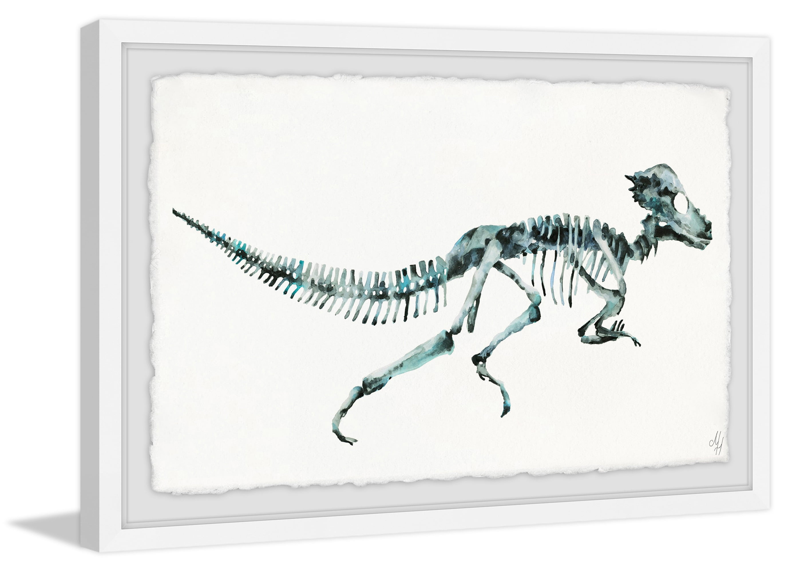 Marmont Hill Running T-Re x Skeleton Framed Wall Art, 30.00" x 1.50"