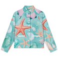 thumbnail image 4 of Jackets for Women Winter Coat Jackets Flannel Stand Collar Jacket(Seashell Starfish Pattern,Size:S-4XL), 4 of 7