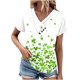 thumbnail image 2 of Fiudx Tops para Mujer Top de Primavera/Verano de Manga Corta Informal con Cuello En V Estampado Del Día de San Patricio para Mujer, 2 of 5