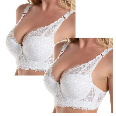 Kcodviy 2 Pcs Womens Lace Gathered Underwire Bras for Women Bra Straps Cup Bras To Wear with A Backless Dress Underwear
