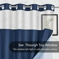 thumbnail image 6 of Ikfashoni Navy Blue Hookless Shower Curtain with Snap in Fabric Liner, Waffle Weave Waterproof Fabric Mesh Window Bathroom Curtain, 72"X74", 6 of 6
