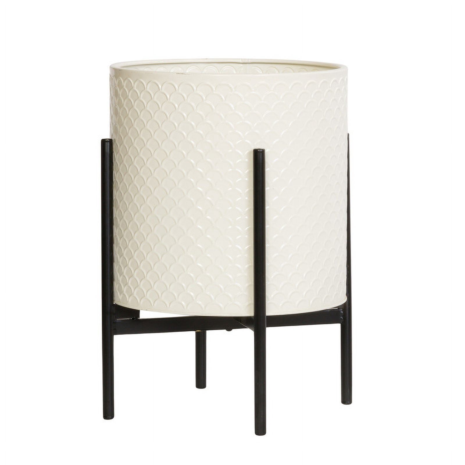 Modern Metal Planter Pot With 4-Leg Black Metal Base - Beige - 18"H x 13.75"W