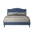 thumbnail image 3 of Home Design Mason Queen Upholstered Platform Bed with Button Tufted, Bed Frame with Curved Headboard for Adult, Denim Blue, Easy Assembly, 3 of 6