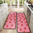 thumbnail image 4 of Kitchen Rugs Sets Of 2,Red Strawberry Plants Fruit Pink Pattern Anti Fatigue Kitchen Mat Rugs Non Slip Washable,Decorative Kitchen Floor Mats for Kitchen,Sink,Laundry,17"x47"+17"x47", 4 of 5
