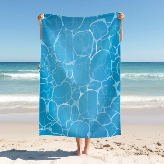 Beach Blanket withWater Wave Print Pattern ,Microfiber Bath Towels ,Quick Drying Thick Soft Sand Resistant Beach Swimming Bath Travel Picnic Towel