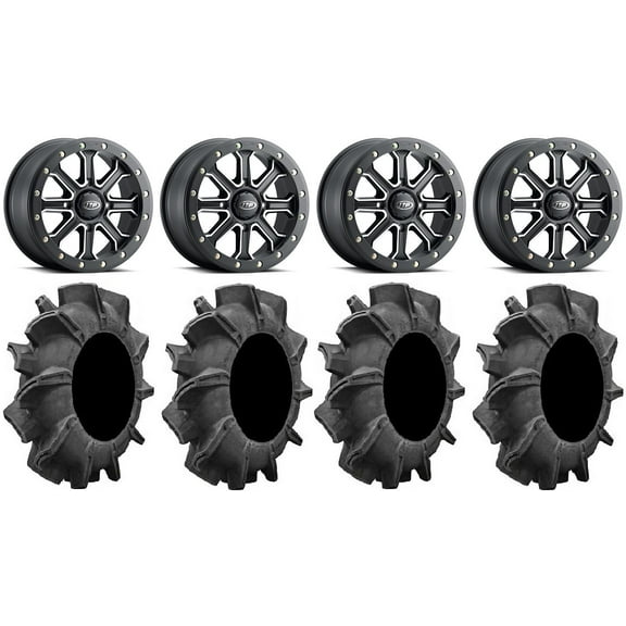 ITP Inertia Beadlock 14" Wheels Black  40mm 34" Assassinator Tires Can-Am Commander Maverick Renegade Outlander Defender