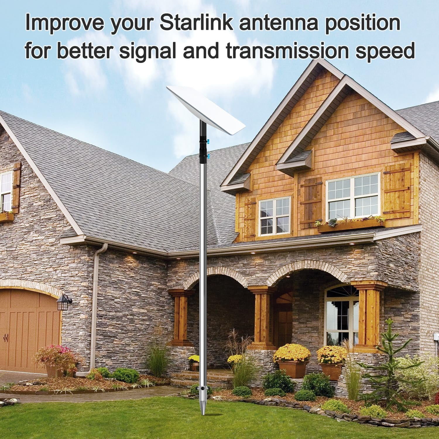 Starlink Pole Mount, 9ft Starlink Ground Pole Mount Kit Features a