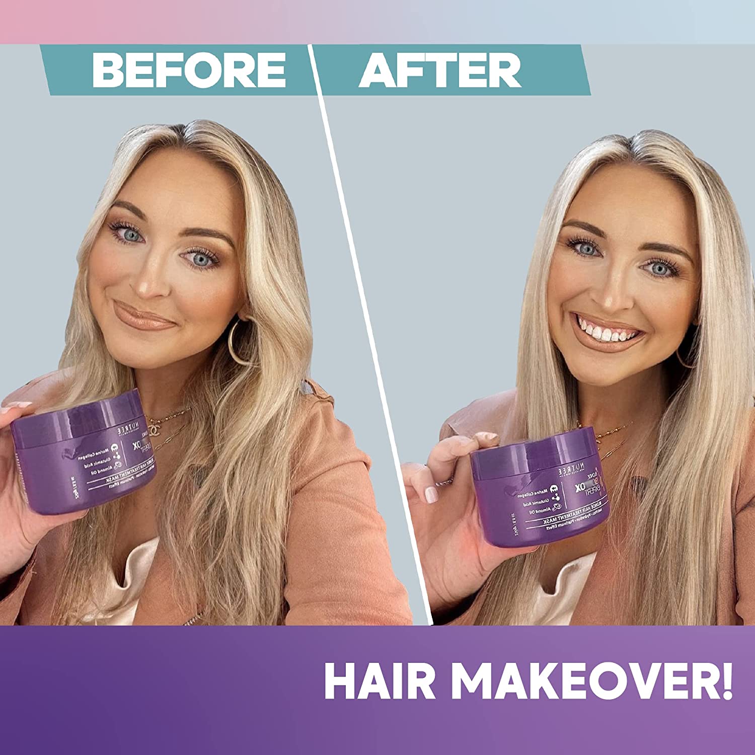 Brazilian Hair Bottox ﻿Purple Hаir﻿ Маsk fоr Вlоndе Hаir 2.82 oz/80g - Professional Treatment for Hair Repair, Nourishment & Beauty - Marine Collagen and Almond Oil - Formaldehyde-Free