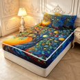 thumbnail image 2 of Homewish Watercolor Gradient Nature Tree Zipper Full Size Comforter Sets with Fitted Sheet and 2 Pillowcases,Botanical Design Zipper Bedding Set,Orange Navy,Black Reversible,4pcs, 2 of 8