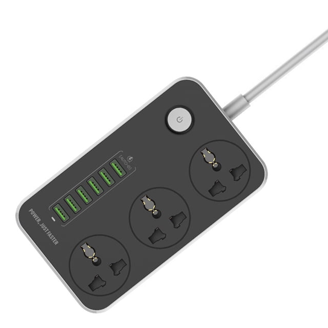 Bewildely Enchufe de cable de extensión de escritorio de tira de alimentación universal de 6 USB para teléfono de oficina en casa de 3 pines Accesorios para electrodomésticos