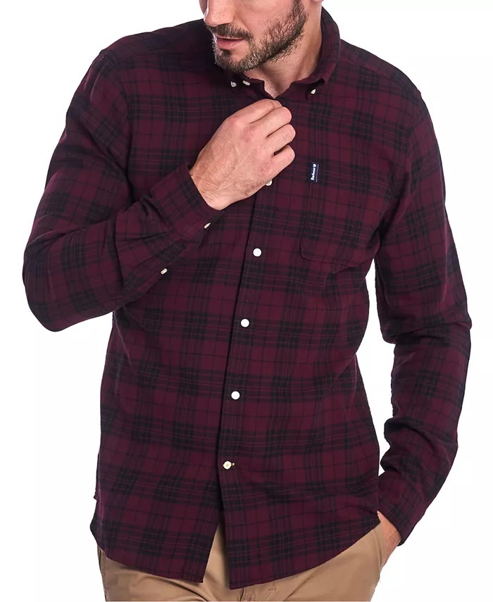 Country Tailored Fit Check Shirt Wine 