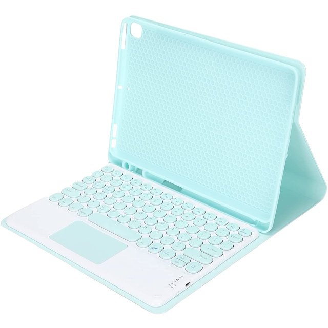 Étui Clavier 10 Pouces, avec Fonction Pavé Tactile, Facile à Transporter, Emplacement pour Stylo Intégré, Effet Anti-Chute, pour Clavier Air Tablette iOS (Joint Rond Jaune + Étui en Cuir)