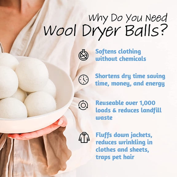 Wool Dryer Balls - 8-Pack - XL Premium Natural Fabric Softener Award-Winning - Wool Balls Replaces Dryer Sheets - Wool Balls for Dryer - Laundry Balls for Dryer - Reusable Dryer Balls