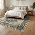 thumbnail image 3 of ODIKA 6'x9' Washable Area Rug Non-Slip, Easy Care, Circle Octopus Vintage Nautical Compass Motif Maritime Border for Family Room, Living Room, Master Bedroom, 3 of 7