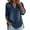 Dark Blue, variant on Womens Denim Shirts Flowy V Neck 3/4 Sleeve Side Slit Tunic Tops Mid-Length Lightweight Jean Fabric Relaxed Fit Breathable Minimalist Layering Garment Navy L